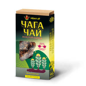 Чага чай с золотым корнем, плитка, 96г